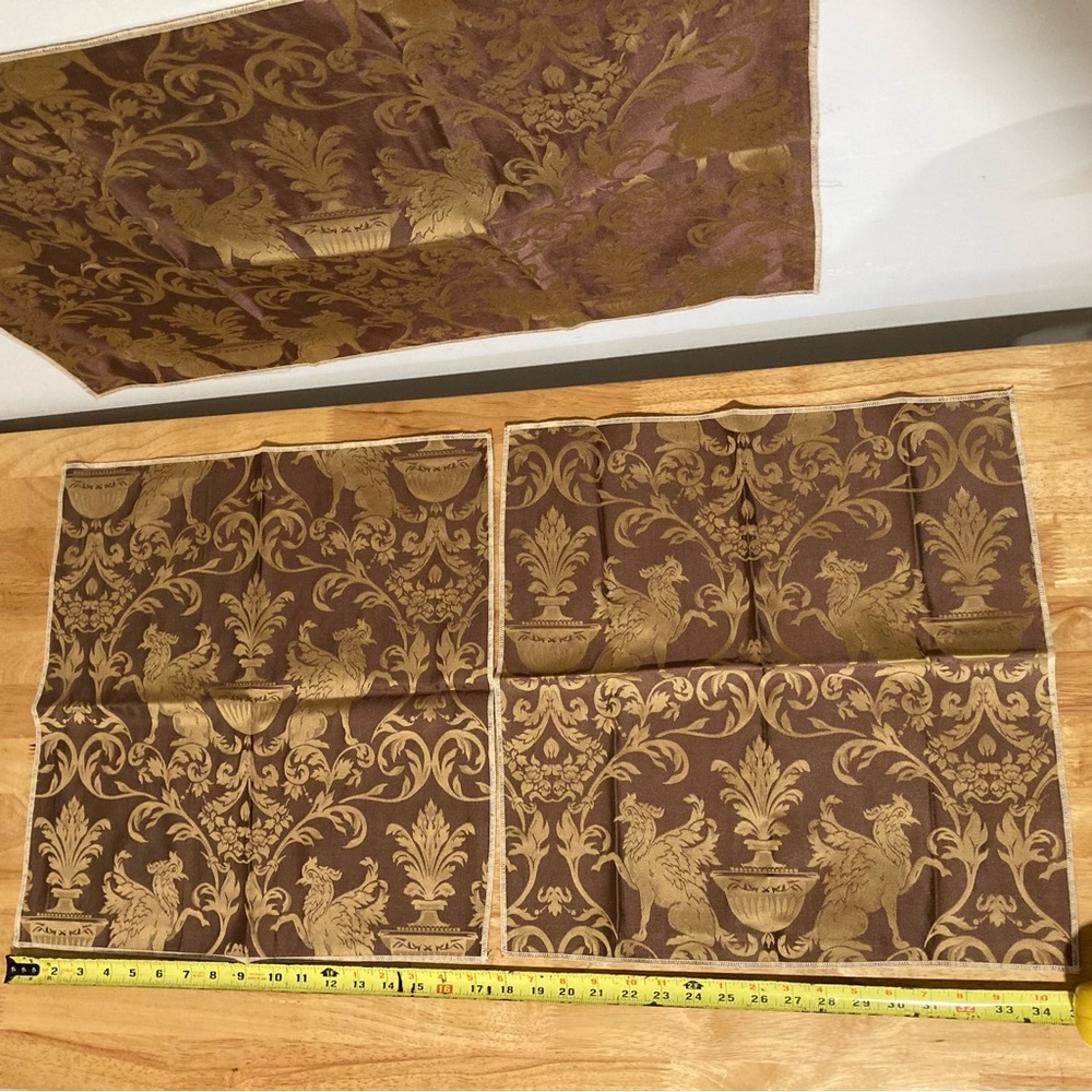3 Griffin Damask Fabric Samples Brown Classical Remnant Memo Samples 2000s Vtg - Picture 6 of 15